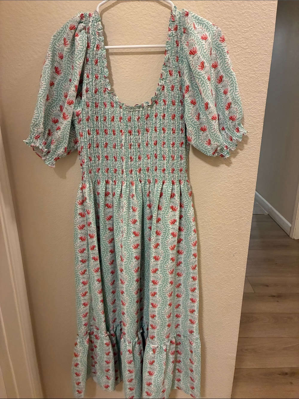 Hill House Mint Green Dress with Pink Floral Print - Picture 6 of 7